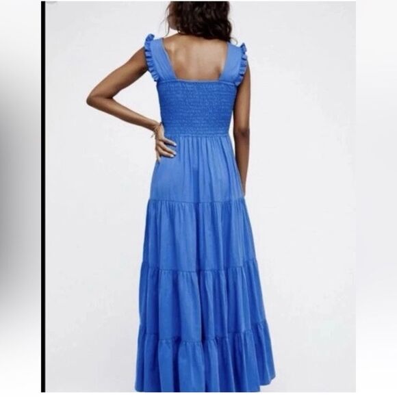 Carolina K KunaβMaxi Dress Blue Boho Tiered Embroidered Bird print Small - Picture 3 of 14